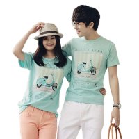 QQTOM新款情侣装韩国夏装韩版男t恤短袖夏款个性圆领印花情侣衫