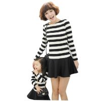 ONLYKISS韩版母女装套装秋装2015新款春秋季条纹裙子装
