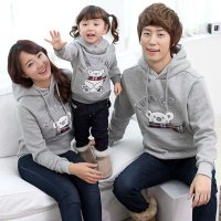 onlykiss 新款亲子装秋冬装亲子全家装韩国韩版外套卡通刺绣卫衣