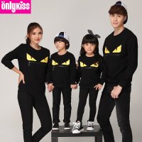onlykiss亲子装秋装新款一家四口母子母女长袖T恤全家卫衣上衣