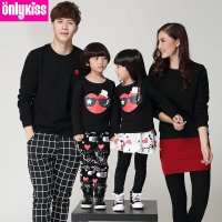 onlykiss亲子装秋装新款韩版母女母子装全家装男女童运动套装两件套