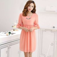 孕妇装 2014夏装新款荷叶袖宽松雪纺孕妇裙 孕妇连衣裙 763