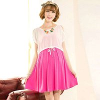 博娜映画 孕妇装夏 2014新款韩版时尚雪纺两件套孕妇裙 孕妇连衣裙 6073