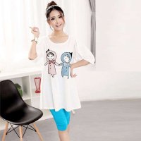 博娜映画 孕妇装 2014夏装新款手拉手卡通宝贝宽松孕妇T恤