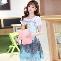 新款孕妇装 韩版 假两件雪纺孕妇裙 渐变满天星孕妇连衣裙 830