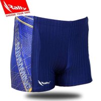 Rally游泳裤泳池健身训练款男士平角泳裤时尚大码速干超弹泳衣裤 聚划算