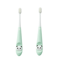 开优米 儿童牙刷婴儿万根毛牙刷 2-12岁宝宝 软毛乳牙训练刷卡通 绿色2支