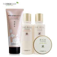 TheFaceShop大米水乳霜洁面嫩白保湿四件套装150ml+150ml+120ml+45g