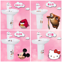 露泊雅 幼儿园小孩陶瓷彩花马桶坐便器立柱盆台盆台上盆台下盆蹲便小便斗儿童卫浴套间