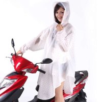 强迪日韩时尚清新EVA水玉点点电车电瓶车自行车雨衣雨披 带袖雨衣