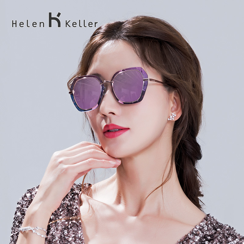 海伦凯勒太阳镜偏光女林志玲同款墨镜大框2018新眼镜女圆脸开车防紫外线潮H8718