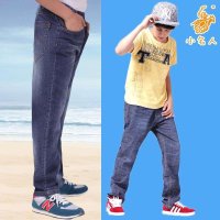 名人新款青少年童装中大男童弹力夏季直筒牛仔长裤