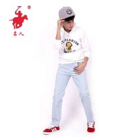 名人服饰童装男童秋冬装新款中大男童浅蓝色彩色休闲弹力长裤