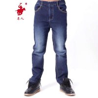 名人童装中大男童牛仔长裤加绒冬季保暖牛仔裤