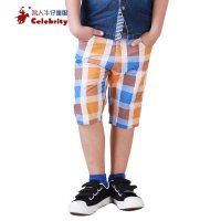 名人童装2015夏装新款儿童男童两色五分格子拼接休闲短裤男童彩色休闲裤
