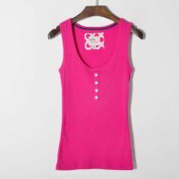 女装新款弹力螺纹纯色纽扣修身显瘦百搭款背心