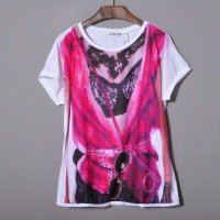 女装新款西班牙撞色拼接扎染眼睛修身显瘦百搭款短袖T恤