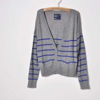 MissJOJO条纹V领针织开衫羊毛毛衣外套女士2014秋装新品