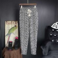 MISS JOJO2015春夏新款欧美风豹纹抽带休闲裤 女士长裤