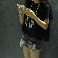 女装宽松 连帽款系带宽松女装罩衫短袖T恤