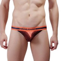 湛蓝内衣 纯棉男士双丁字内裤t裤 男彩条个性U凸性感大码内裤WJ7348