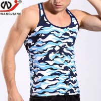 湛蓝内衣 男士背心莫代尔紧身打底背心男工字背心迷彩 WJ网将7108