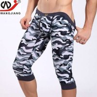湛蓝内衣 男士打底裤莫代尔五分内裤家居休闲秋裤迷彩 WJ网将7109