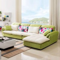 莱恩浩客 休闲布艺沙发 中小户型简约现代客厅家具转角布艺沙发组合 清绿色 双人+单人+左贵妃
