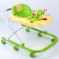 婴儿学步车6/7-18个月宝宝防侧翻多功能儿童U型学行车折叠带音乐可推行 绿色