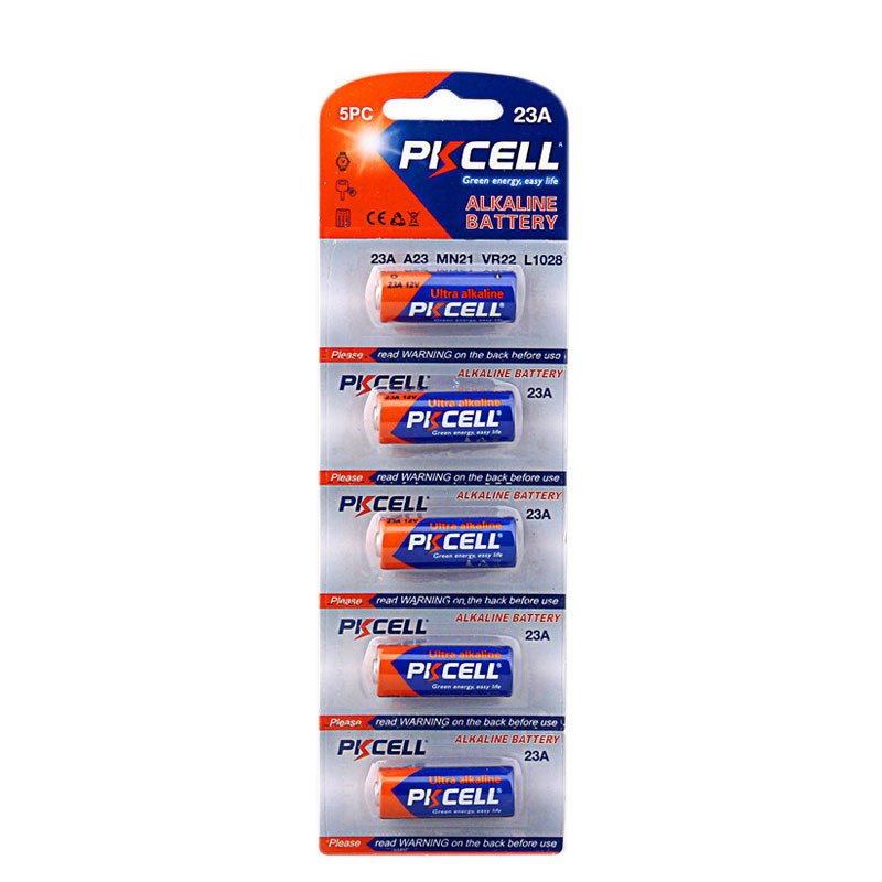 PKCELL 比苛电池12V 23A引闪器车库门遥控器门铃吊灯遥控器电池 碱性电池 5粒装 耐用小电池