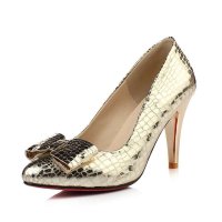 古奇天伦2015春秋新款仿真皮亮片修脚OL高跟单鞋