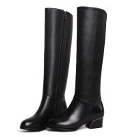 女靴高筒靴中跟粗跟马丁靴圆头骑士靴真皮秋冬款女靴