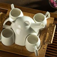 味家 创意陶瓷茶壶茶杯套装 欧式咖啡杯壶6件套 带竹茶盘包邮