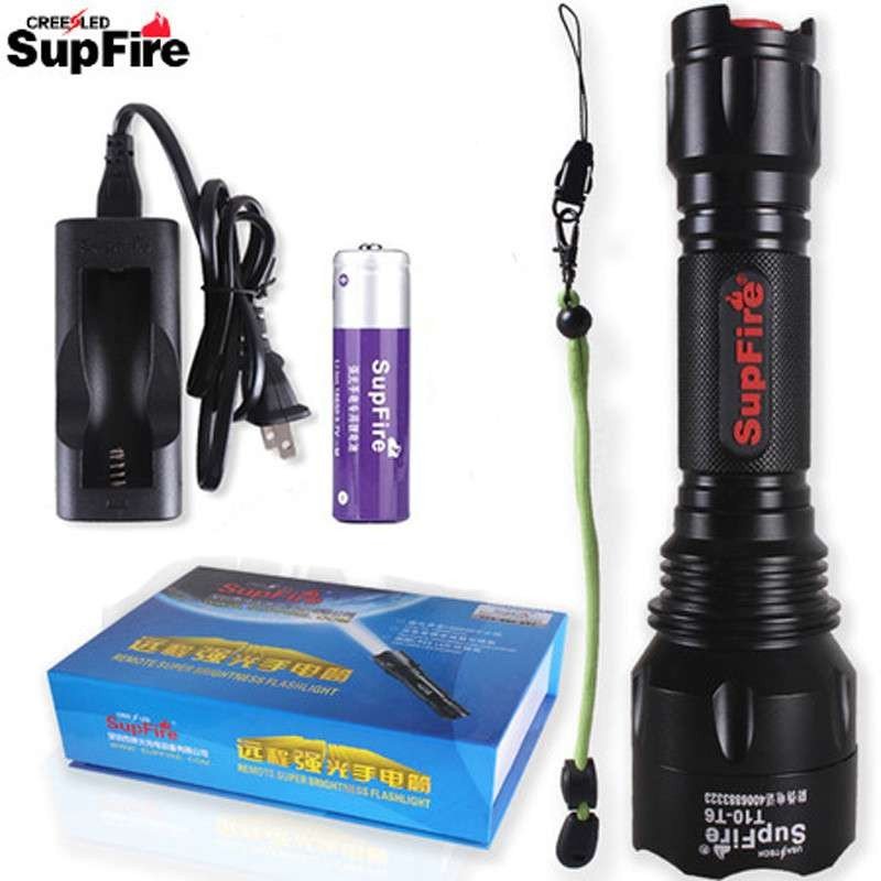 Supfire/神火 新品T10-T6 泛光远射型强光手电筒 进口CREE T6 LED高亮无黑圈 led强光户外骑行