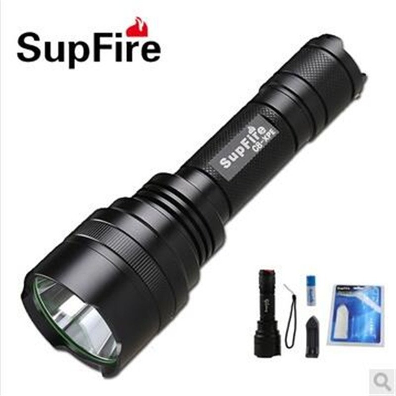 SupFire神火新款C8-R5强光手电筒 led 骑行远射防水 户外LED灯 配锂电池充电器[强烈推荐]