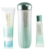 泊美PURE&MILD 植物奢白系列美白保湿补水超值3件套装水润I(清爽型)（洁面120g+水150g+眼霜25g）