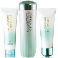 泊美PURE&MILD 植物奢白系列美白保湿补水超值3件套装水润I(清爽型)（洁面120g+水150g+面膜100g）