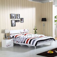 现代简约现代风格板床1.5米1.8米双人床可配高箱床储物床包邮
