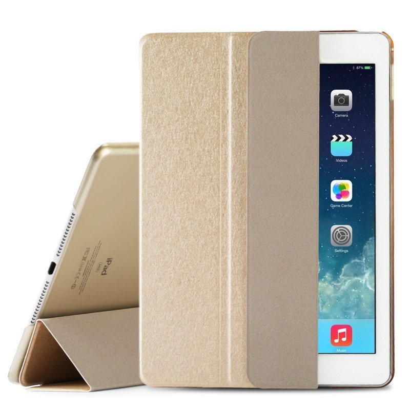 魅爱琳 iPadmini3保护套 三折蚕丝纹皮套 mini2保护壳 迷你3外壳 苹果平板电脑翻盖支架 磨砂半透 轻薄简约
