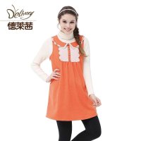 德莱茜 秋冬款 早秋孕妇装 韩版时尚无袖裙子 割花呢背心裙