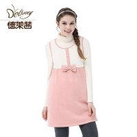 德莱茜孕妇装 秋冬款 磨毛绒背心裙 韩版圆领孕妇连衣裙