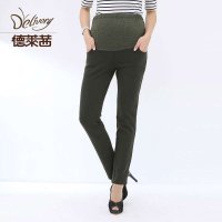 德莱茜孕妇装 韩版初秋新款 四面弹平绒小脚裤 孕妇裤铅笔裤