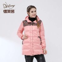 德莱茜孕妇装 孕妇秋冬装上衣外套 中长款拼点点羽绒服