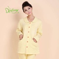 德莱茜孕妇装春秋装新款韩版时尚纯棉孕妇家居服睡衣哺乳衣