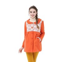 德莱茜孕妇装秋冬新款外套韩版毛呢裙孕妇上衣玫瑰花薄呢大衣