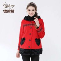 德莱茜 孕妇装秋冬装时尚毛呢上衣雪花呢子大衣风衣外套