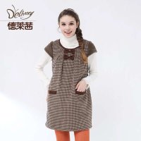 德莱茜孕妇装秋冬装孕妇秋装毛呢裙背心裙韩版千鸟格呢裙