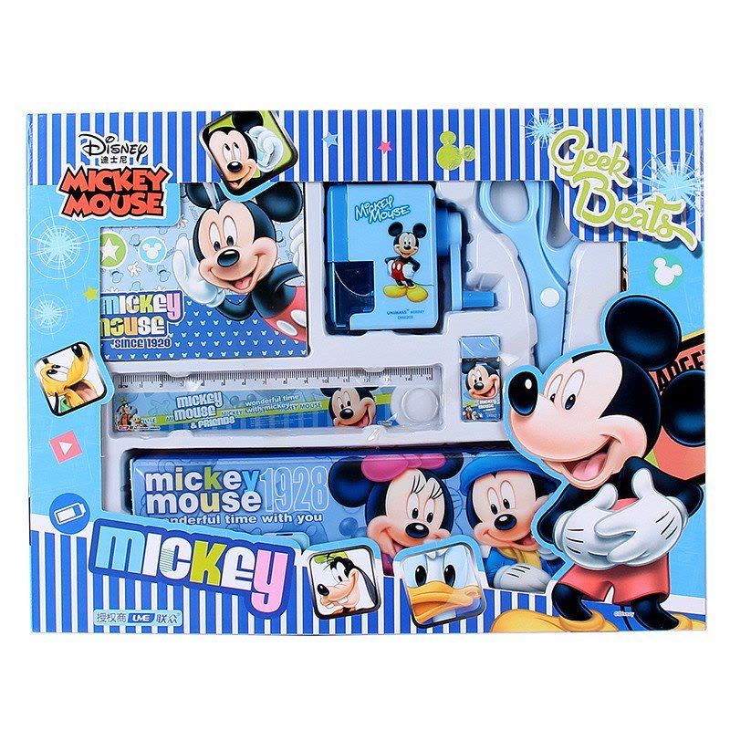 Disney迪士尼米奇儿童文具套装男女童学习用品小学生文具礼盒六一儿童节开学礼物DM6049蓝色图片