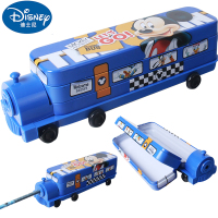 迪士尼米奇立体火车造型塑料三层铁笔盒小学生男童文具盒铅笔盒82253-08深蓝色
