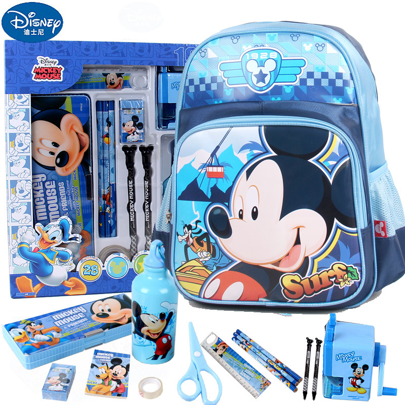 迪士尼米奇米妮公主儿童书包加套盒组合背包套盒开学礼物生日文具礼盒